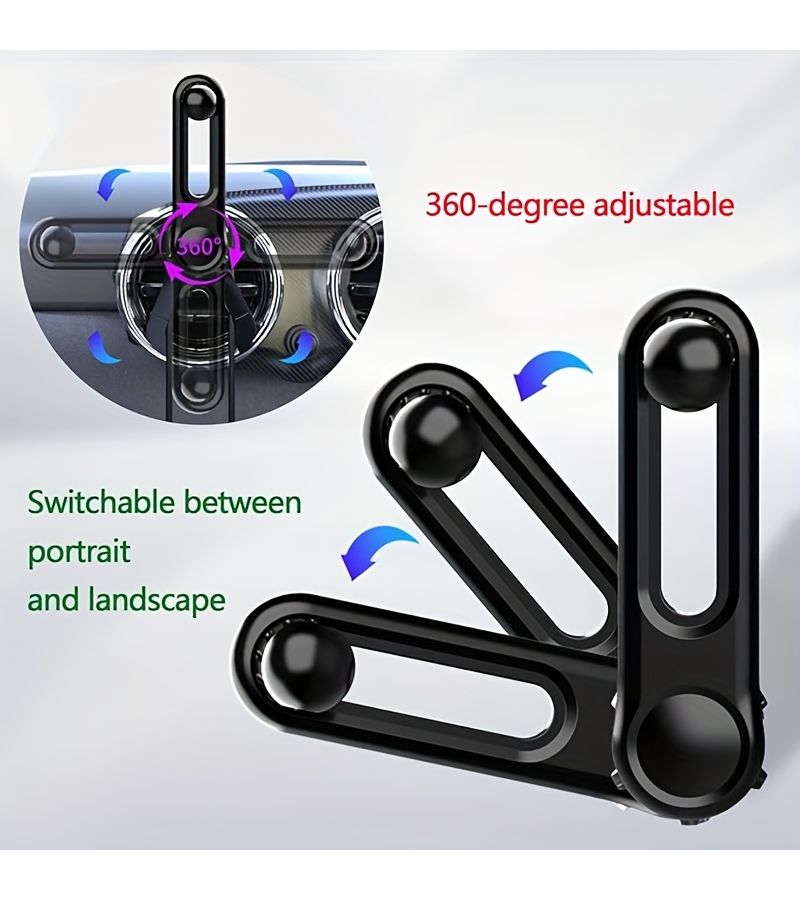 Black 2pcs Spherical Support Extension Arms Adjustable Length 360 Degree Rotation Car Phone Mount - Image 2