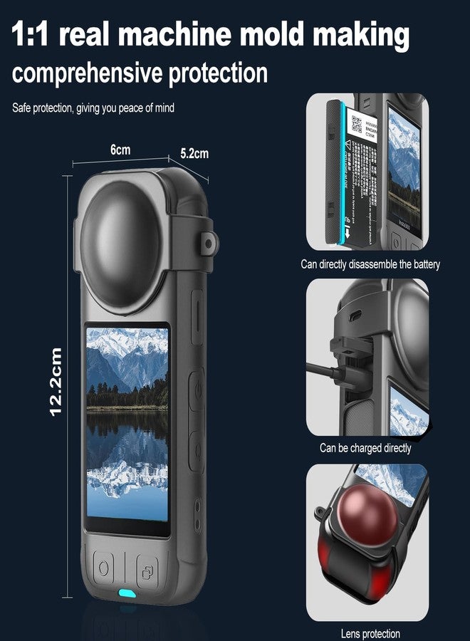 طقم ملحقات كاميرا Vasgather Insta 360 X4 مع واقيات للعدسة، وحافظة سيليكون، وحافظة للكاميرا (أسود، للجنسين) - Image 4