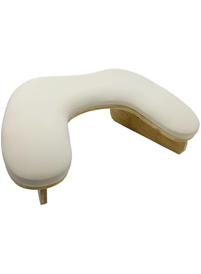 Generic U-Shaped Hand Rest Wooden Base Sponge Manicure Hand Rest Pillow Nail Stand Hand Holder Nail Table Manicure Armrest Cushion (Cream Yellow) - Image 1