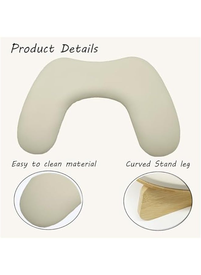 Generic U-Shaped Hand Rest Wooden Base Sponge Manicure Hand Rest Pillow Nail Stand Hand Holder Nail Table Manicure Armrest Cushion (Cream Yellow) - Image 2