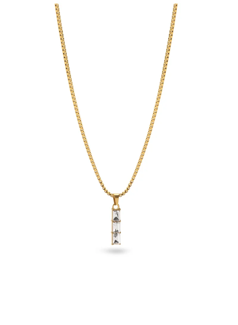 بالموناس 18K Gold Tone Plated Linear Glow Pendant Necklace For Women - Waterproof & Anti-Tarnish