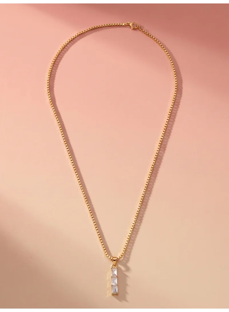 بالموناس 18K Gold Tone Plated Linear Glow Pendant Necklace For Women - Waterproof & Anti-Tarnish