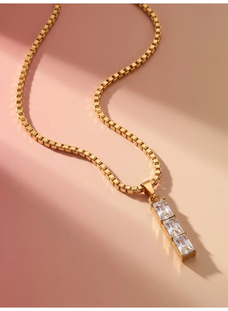 Palmonas  18K Gold Tone Plated Linear Glow Pendant Necklace For Women - Waterproof & Anti-Tarnish for Women | Best Price UAE