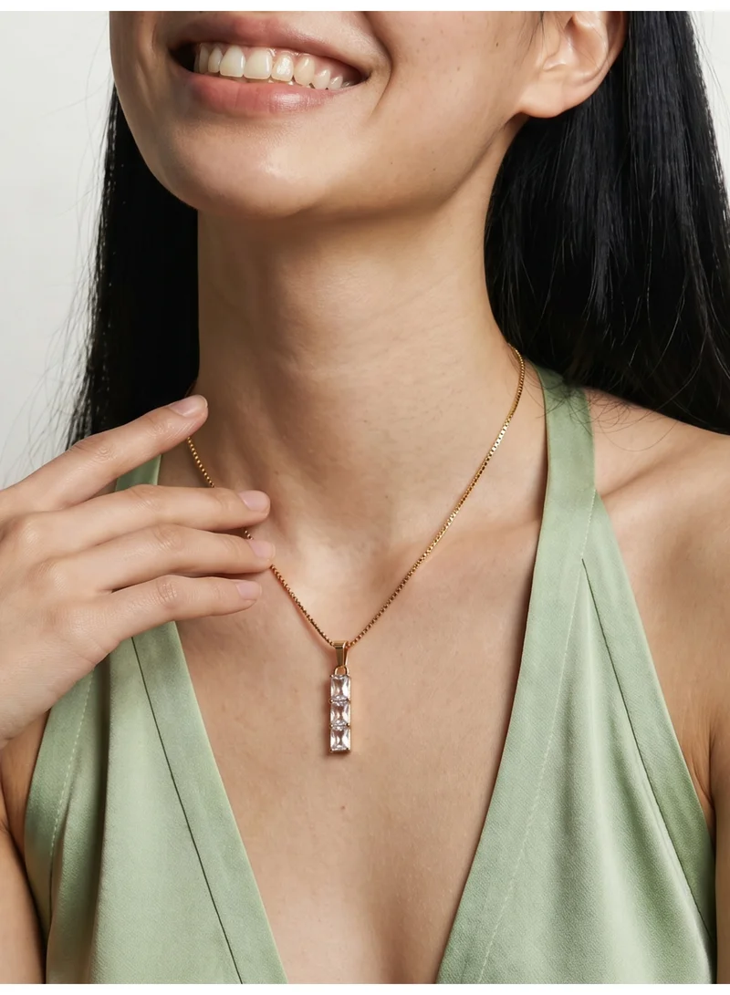 Palmonas  18K Gold Tone Plated Linear Glow Pendant Necklace For Women - Waterproof & Anti-Tarnish for Women | Best Price UAE
