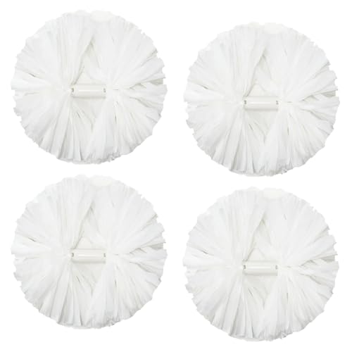 CREATIEE-PRO 4Pcs Metallic Cheerleading Pom Poms, Creatiee 2 Pair Cheerleader Cheering Squad Pompoms for School Sports Dance Games Team Spirit Cheer (White) - Image 1