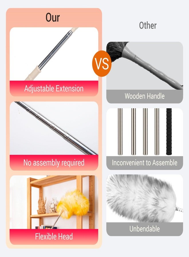 Cede noo Cedenoo Lambswool Duster Extendable 22–55 Inch Natural Wool Duster with Flexible Head for Ceilings Furniture Blinds Electronics Washable Reusable - Image 4