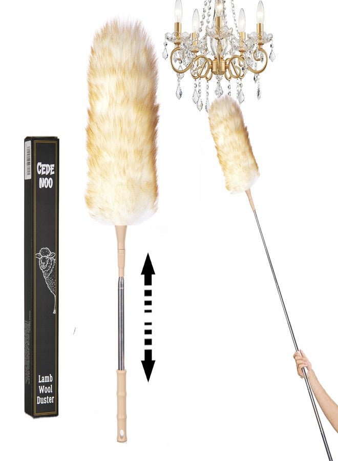 Cede noo Cedenoo Lambswool Duster Extendable 22–55 Inch Natural Wool Duster with Flexible Head for Ceilings Furniture Blinds Electronics Washable Reusable - Image 1