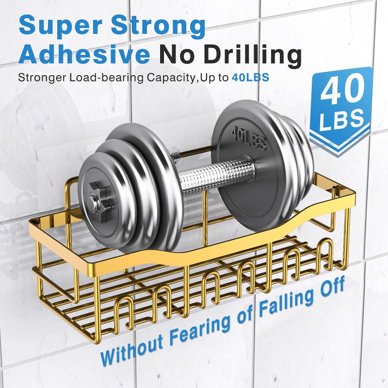 EUDELE 5-Pack Rustproof Stainless Steel Shower Caddy â€“ No Drill Adhesive Bathroom Organizer with Large Capacity, Spacious Shower Shelves for Inside Shower, Kitchen & Home Decor Storage-XL Size - Image 4