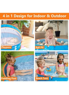 Peradix Peradix Baby Beach Tent, Paddling Pool for Kids & Pets Infant Ball Pit Tent, Toddler Wading Pool UV Sun Shelter Canopy with Mosquito Net, Portable Pop Up Tent Summer Beach Toys for Child  - Image 2