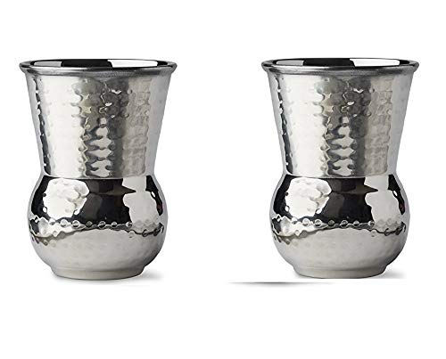 NJ OVERSEAS NJ Stainless Steel Moroccan, Mughlai Hammered Water Drinking Tumbler (400 ml) -2 Pcs Set - Image 1