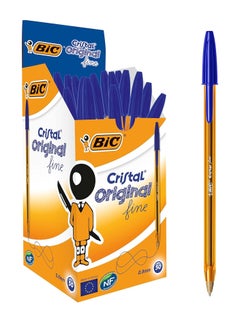 Bic 50-Piece Cristal Fine 0.8mm Tip Ballpoint Pen Blue Ink  - Image 1