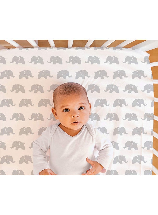 The Peanut Shell مجموعة بيبي سرير 3 قطع من ذا بيناتشيل للأولاد والبنات - مجموعة ديكور سرير حديثي الولادة، الرضع والأطفال مع شريحة سرير ملائمة، وزرة غبار، وغطاء مريح - مشي الفيل - Image 2
