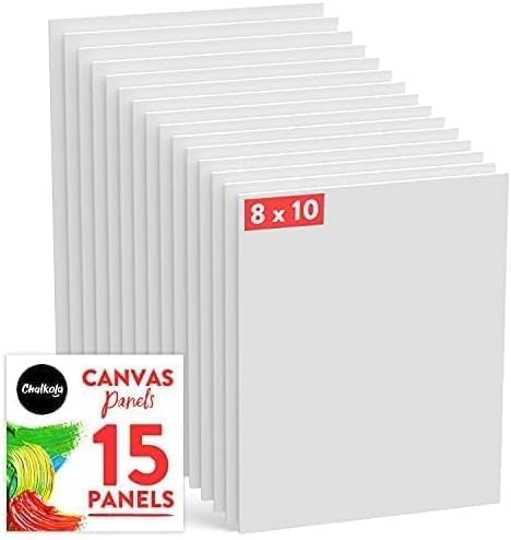 Chalkola 8x10 Canvas for Painting (15 Pack) - Small Canvases for Painting | 100% Cotton, Primed, Acid-Free Panels, Flat Blank 8 x 10 Canvas Board - Art Paint Supplies for Acrylic, Oil, Watercolor - Image 1