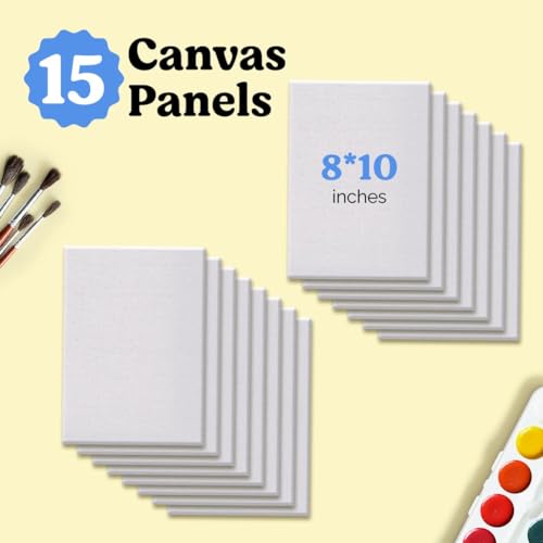 Chalkola 8x10 Canvas for Painting (15 Pack) - Small Canvases for Painting | 100% Cotton, Primed, Acid-Free Panels, Flat Blank 8 x 10 Canvas Board - Art Paint Supplies for Acrylic, Oil, Watercolor - Image 2