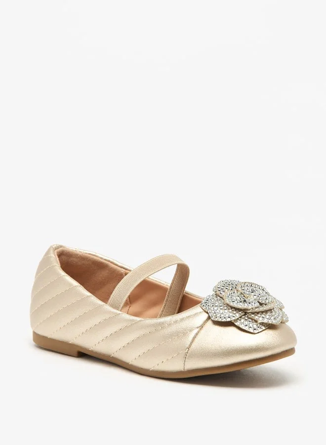 JUNIORS Floral Accent Slip-On Ballerina Shoes with Elastic Strap