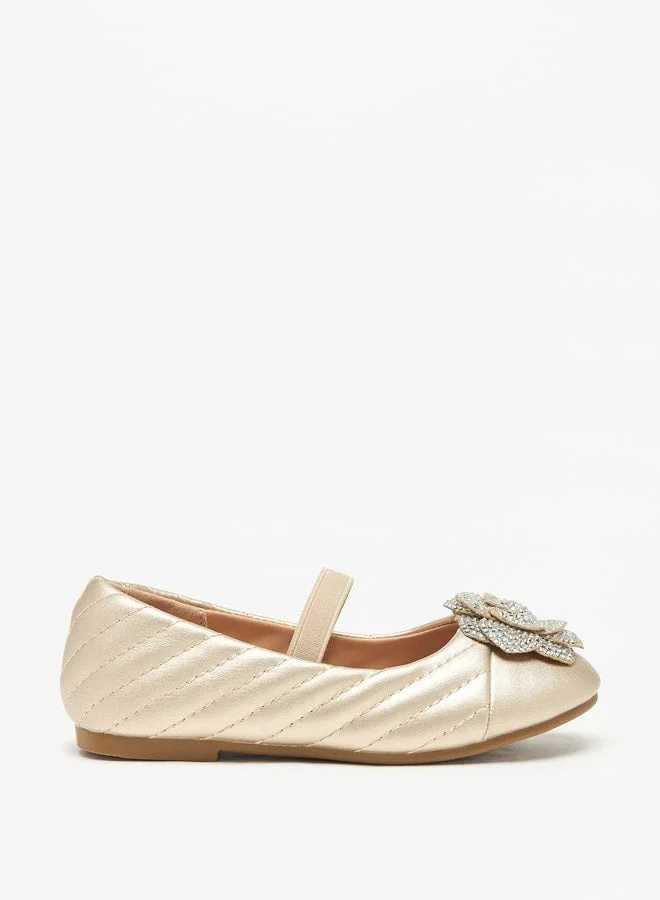 جونيورز حذاء باليرينا سهل الارتداء بنقوش زهور وشريط مطاطي