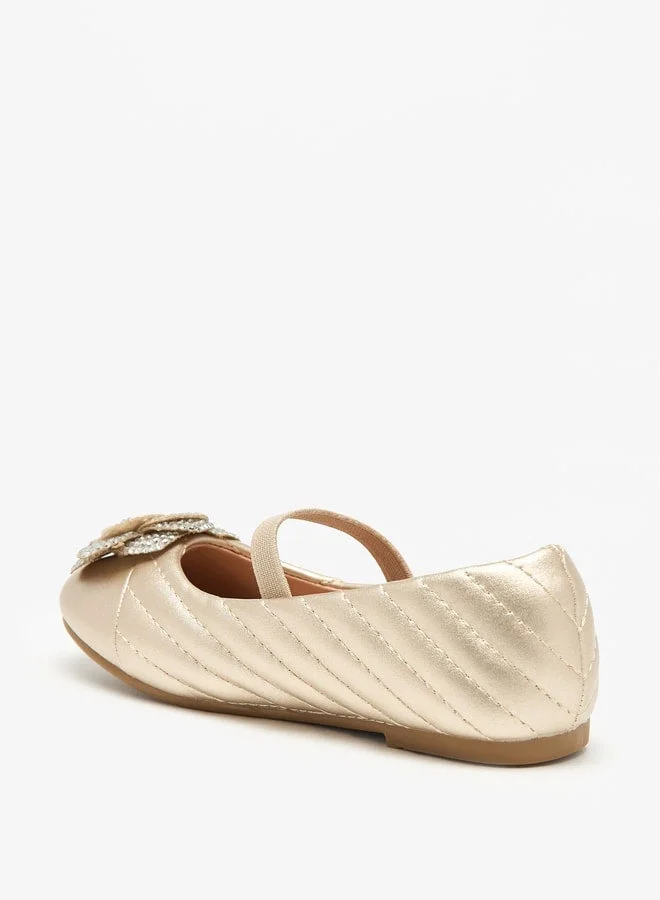 جونيورز حذاء باليرينا سهل الارتداء بنقوش زهور وشريط مطاطي