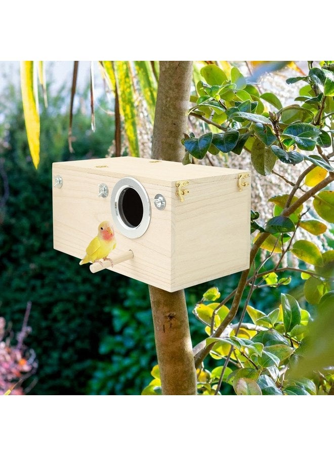 Generic Bird Breeding Box - Wooden Cockatiel Breeding Nest with Perch, Bird Cage Mating Box | Parakeet Nest Box Lovebird House, Parrot Nesting Breeding House for Cockatiel Lovebirds Budgie Finch Canary  - Image 2