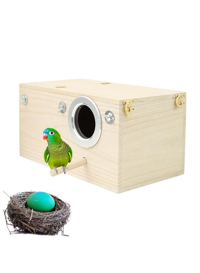 Generic Bird Breeding Box - Wooden Cockatiel Breeding Nest with Perch, Bird Cage Mating Box | Parakeet Nest Box Lovebird House, Parrot Nesting Breeding House for Cockatiel Lovebirds Budgie Finch Canary  - Image 1