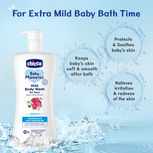 Chicco Baby Moments Mild Body Wash Protect, New Advanced Formula With Natural Ingredients, No Tears, Suitable For Babys Body Wash, No Phenoxyethanol And Parabens (500Ml) - Image 2