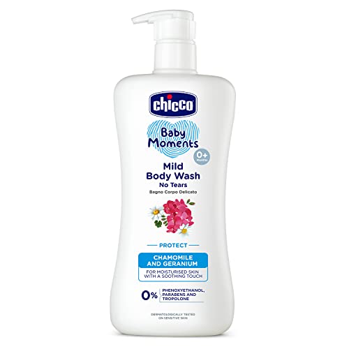 Chicco Baby Moments Mild Body Wash Protect, New Advanced Formula With Natural Ingredients, No Tears, Suitable For Babys Body Wash, No Phenoxyethanol And Parabens (500Ml) - Image 1