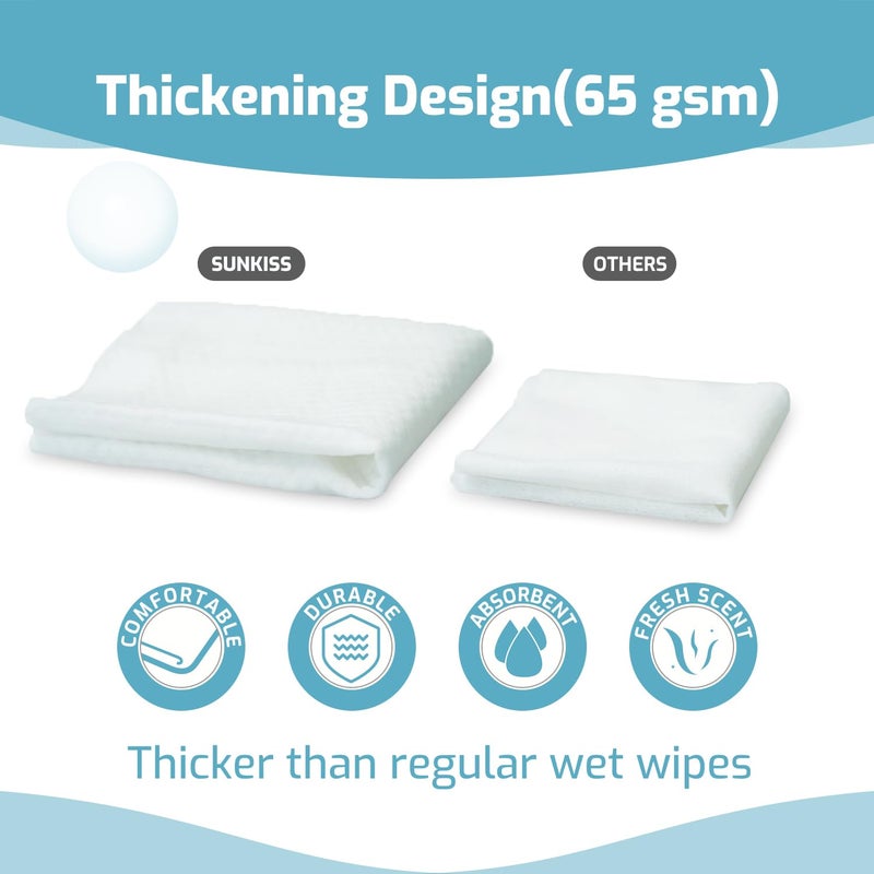 SUNKISS Trustplus Wet Wipes for Adult No Rinse, Extra Large 8â€x12â€ Body Cleaning Washcloths for Elderly Incontinence & Cleansing, Fresh Scented, 200 Count (4 Packs of 50) - Image 3