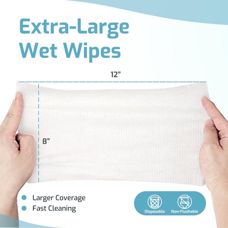 SUNKISS Trustplus Wet Wipes for Adult No Rinse, Extra Large 8â€x12â€ Body Cleaning Washcloths for Elderly Incontinence & Cleansing, Fresh Scented, 200 Count (4 Packs of 50) - Image 2