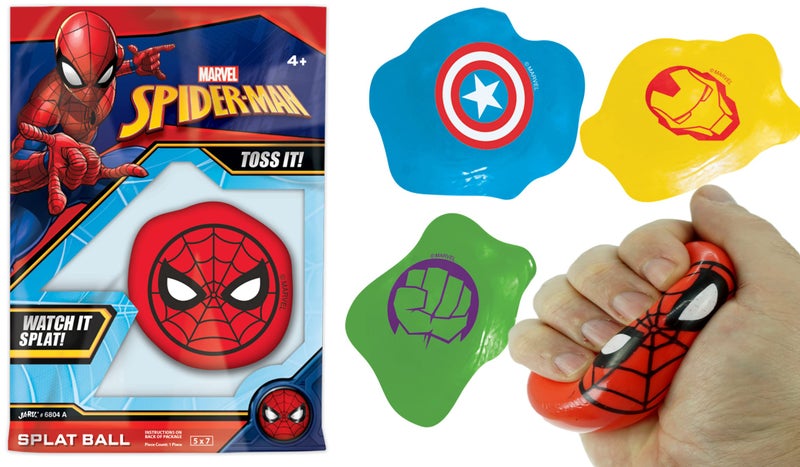 Ja-Ru JA-RU Marvel Avengers Splat Balls Sticky Balls & Stretchy Squishy Ball (1 Ball Assorted) Spiderman  Hulk  Iron Man & Captain America. Stress Toy Balls for Kids Fidget Toys.6804-1 - Image 1