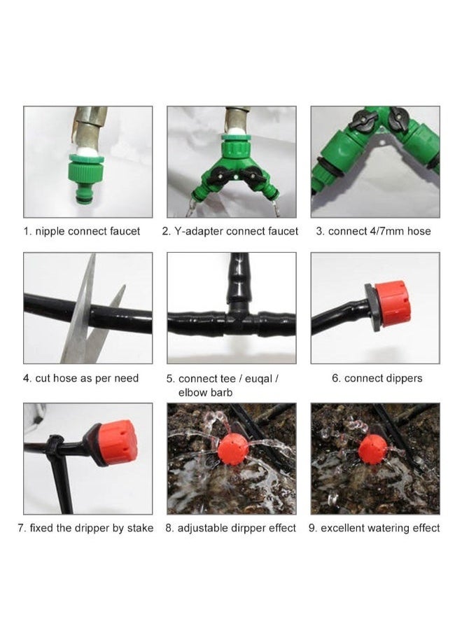 NIBEMINENT - Automatic Micro Drip Watering Kit With Adjustable Dripper Black/Green/Red 28cm - Image 1