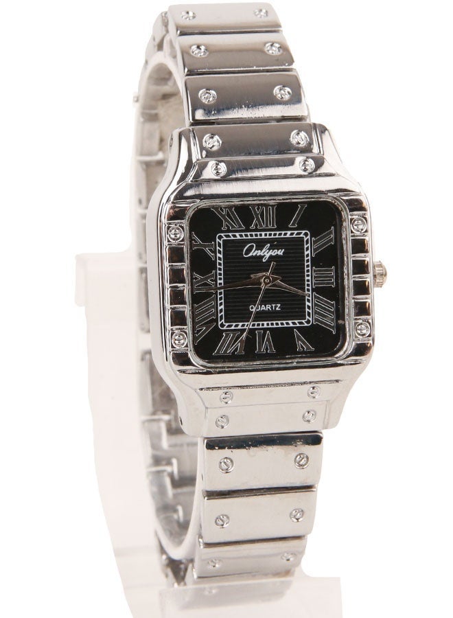 Onlyou Women's Quartz Wrist Watch – Silver Stainless Steel Strap – Rectangular Design – Suitable for Daily Use - Image 2