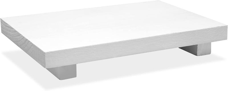 Nuogo Wood Riser Tray Soap, Stand Soap Tray for Kitchen Sink, Wood Pedestal for Kitchen Counter Sink Stand Decorative Rustic Bathroom Dishes for Plant Bottles Candles Display (White, 9 x 6 Inch) - Image 1