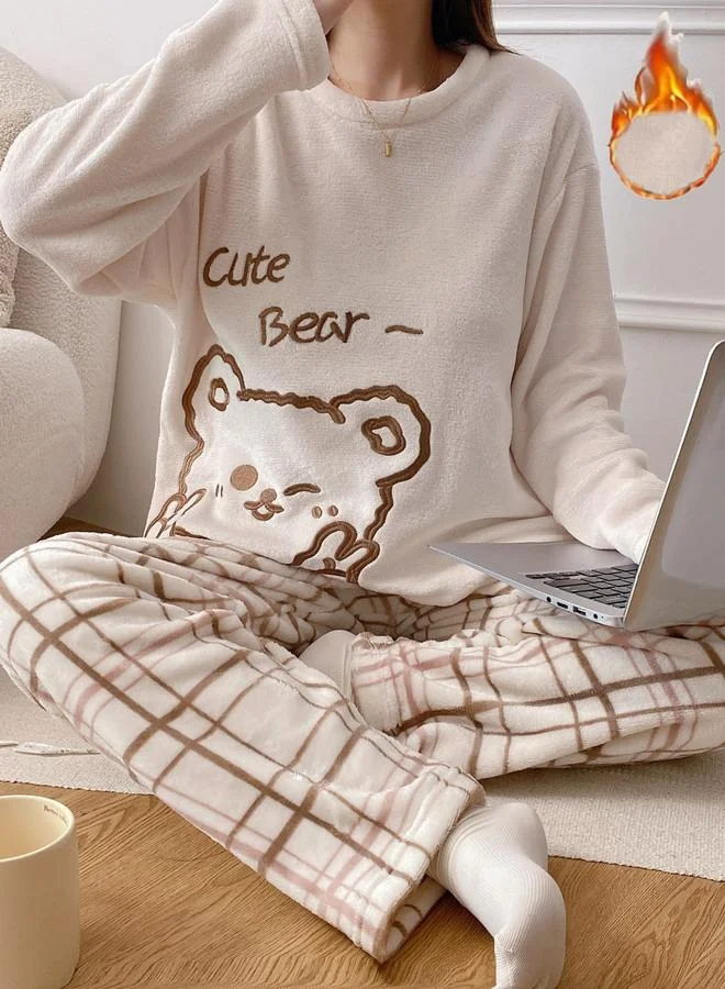 Take Two Take Two Women Flano Graphic Print Top and Checked Pyjama Set
