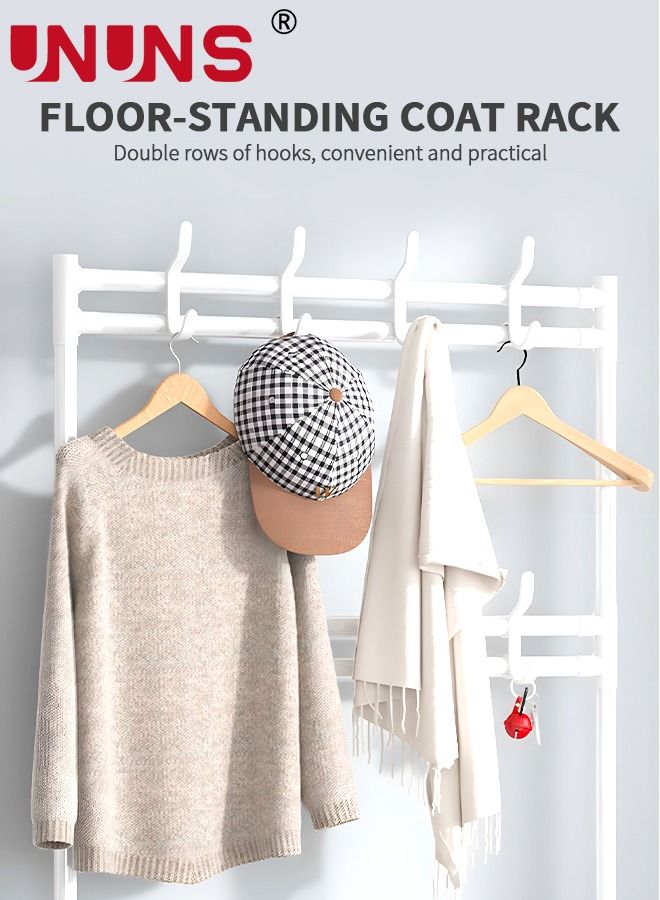 UNUNS 5-Tier Shoe Rack with Coat Rack 8 Hooks Hall Tree Lightweight Metal Shoe Rack Organizer Multifunctional Coat Rack Shoe Shelf for Apartment Bedroom College Dorm and Entryway - Image 2