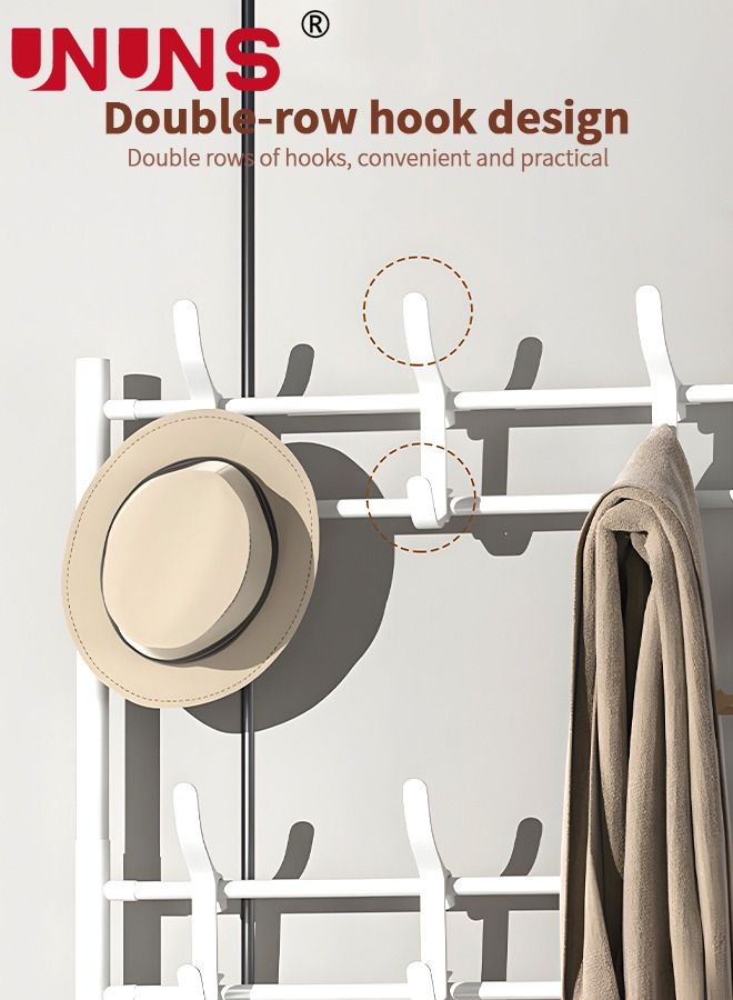 UNUNS 5-Tier Shoe Rack with Coat Rack 8 Hooks Hall Tree Lightweight Metal Shoe Rack Organizer Multifunctional Coat Rack Shoe Shelf for Apartment Bedroom College Dorm and Entryway - Image 4