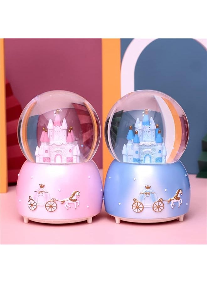erorex Castle Snow Globe Music Box Cartoon Crystal Ball With Color Changing Led Lights Kids Music Box Light Up Snow Globe Tabletop Ornaments Home Decor For Women Kids Girls Mom Birthday Gift Pinks  - Image 5