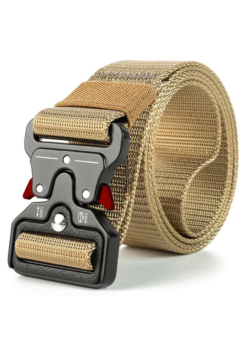 Generic Nylon Tactical Belt Automatic Buckle Men Red ears khaki 