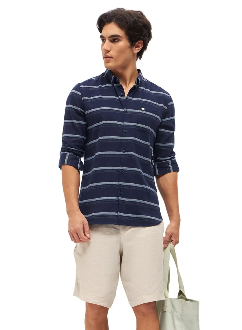 THE BEAR HOUSE Men's Cotton Shirt | Casual & Formal Long | Classic Button-Down, Office & Everyday Wear, Comfortable & Breathable Fabric