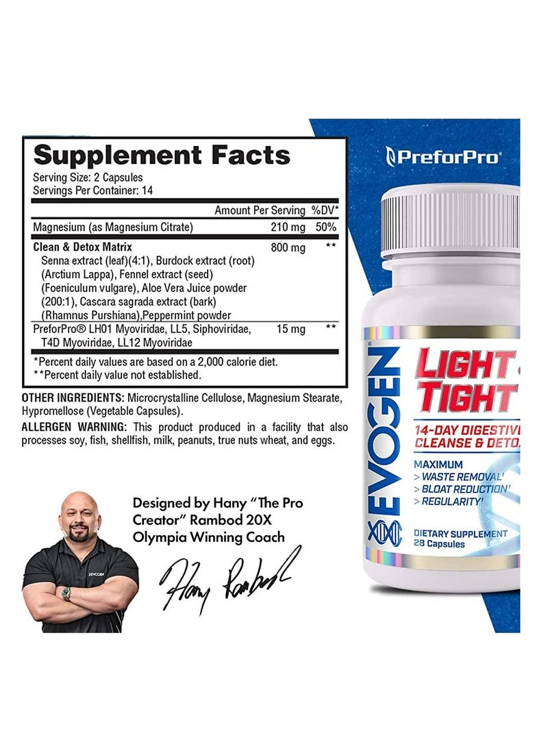 Evogen Nutrition - Light & Tight Digestive Cleanse & Detox 28 Capsules - Image 1