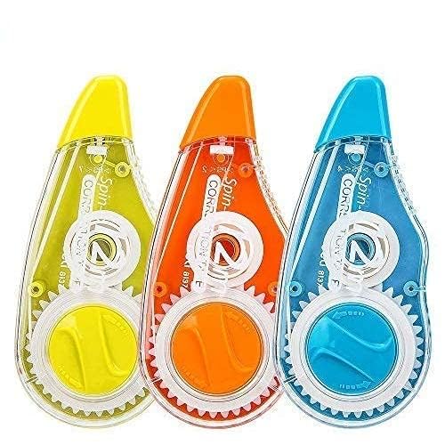 ECLET Correction Tape - Pack of 3 Pcs Correction Tape 12 Meter X 5 MM, for Journal, Correction Pen, Whitener for Correction, Stationary Items, Correction Pen Tape (Any 3 Random Color sent) C - Image 1