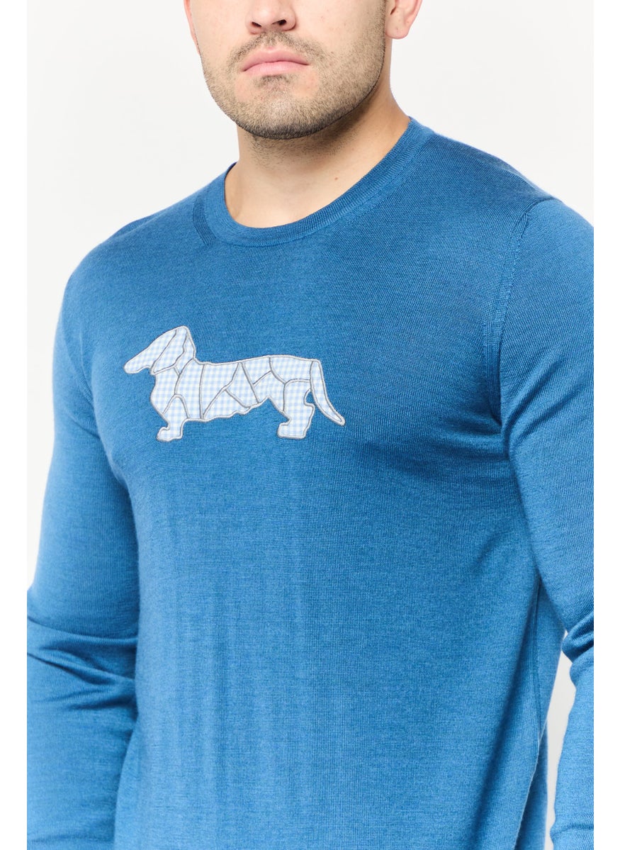 Harmont & Blaine Men Crew Neck Textured Sweaters, Slate Blue  - Image 3