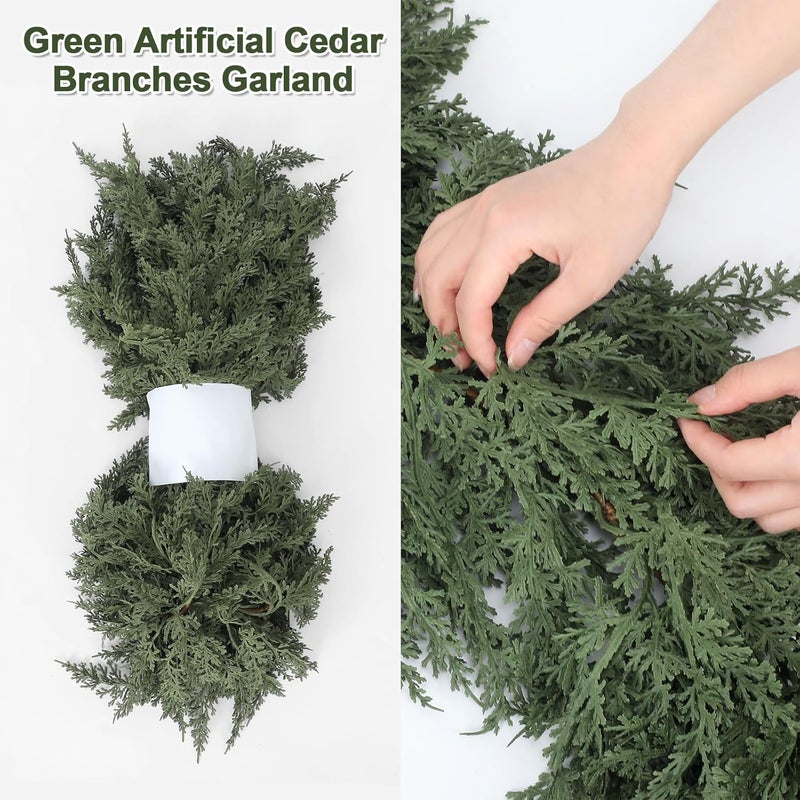 Jutom 1 PCS 6 ft Christmas Cedar Garland - Artificial Realistic Holiday Cedar Pine Needles Greenery Garland Decoration for Mantel Table Winter Party - Image 3