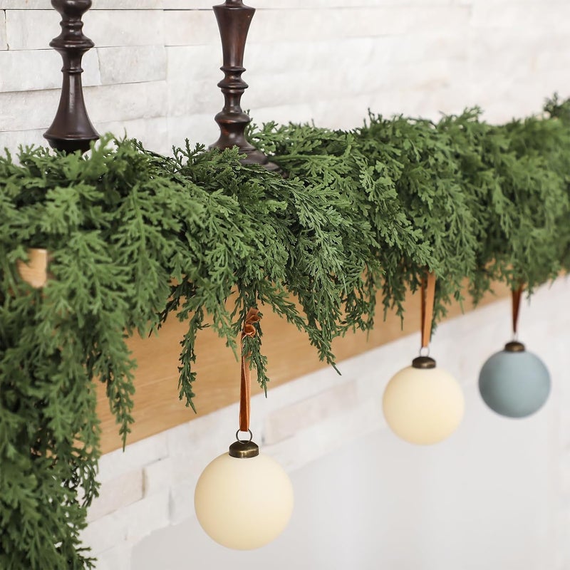 Jutom 1 PCS 6 ft Christmas Cedar Garland - Artificial Realistic Holiday Cedar Pine Needles Greenery Garland Decoration for Mantel Table Winter Party - Image 1