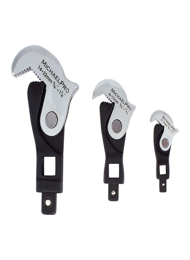 MichaelPro 3-Pc Spring-Loaded Auto Size Adjusting Crowfoot Wrench Set | 5 - 32mm, 3/16" - 1-1/4" | Self-Adjusting Wrench, Multi-Size Spring Wrench, Auto Size Rapid Wrench- MP001205 - Image 1