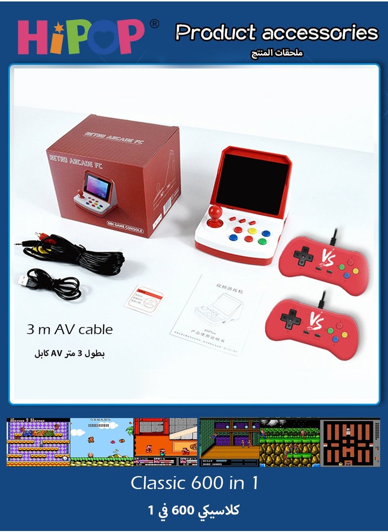 HIPOP Video Game Console with Dual Gamepads,3.5-inch HD Screen Retro Arcade Games,Connected TV,Built-in Classic Free Games,Handheld Game Console for Kids  - Image 2