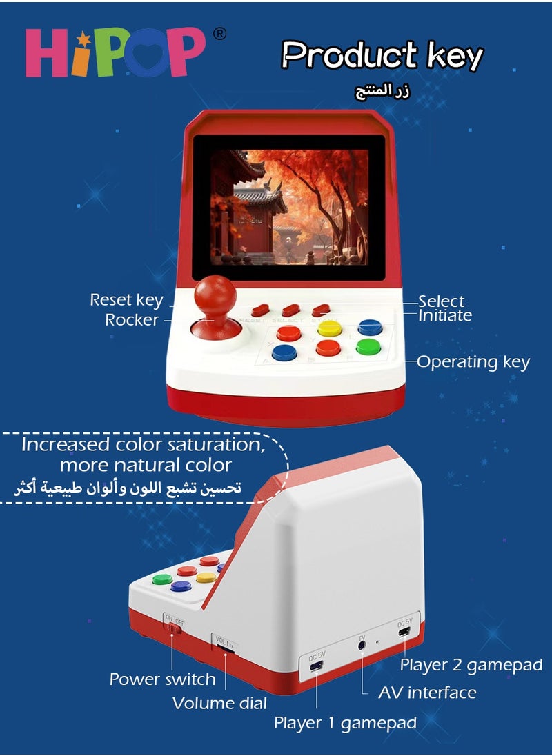 HIPOP Video Game Console with Dual Gamepads,3.5-inch HD Screen Retro Arcade Games,Connected TV,Built-in Classic Free Games,Handheld Game Console for Kids  - Image 5