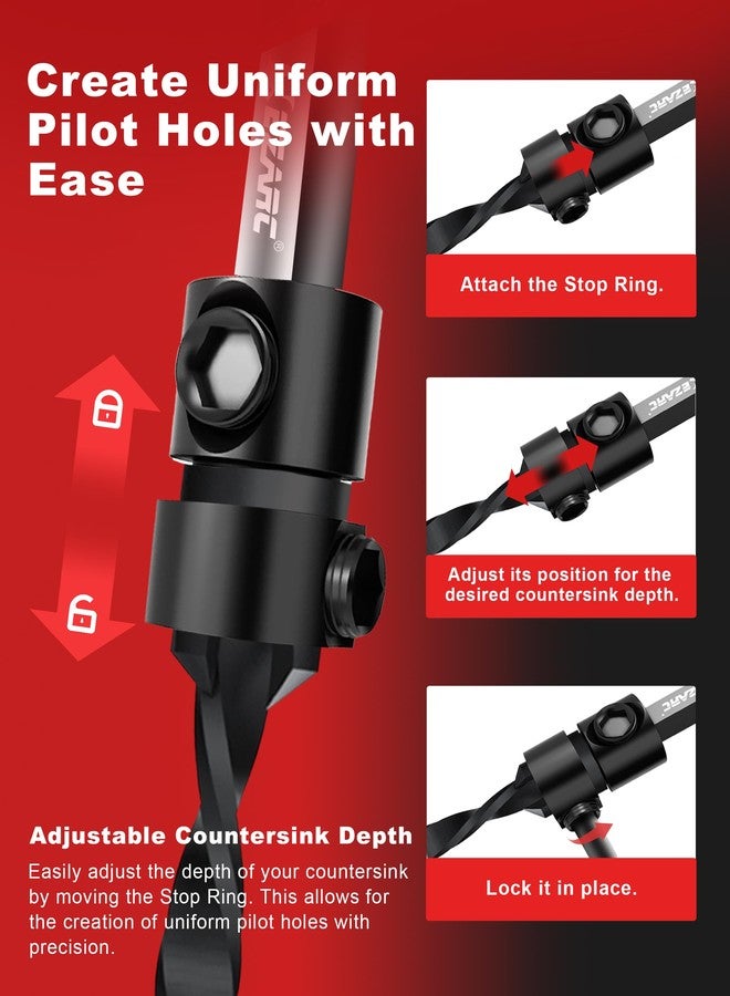 EZARC set of tapered drill bits, 24 pieces Includes tapered drills and 6 wooden pins. Ideal for woodworking. - Image 5