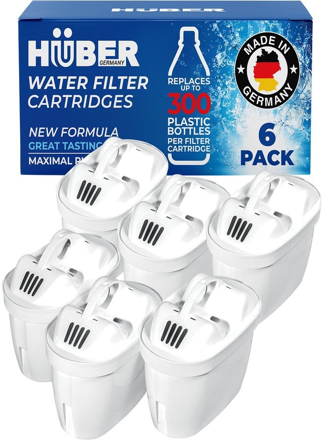 HuBBeR 6 Pack Water Filter Replacement for HUBER MAVEA BWT, German Made, Replacement Filters for Pitchers Dispensers, Europe’s No 1 Technology -Superior Filtration & Taste - Image 1