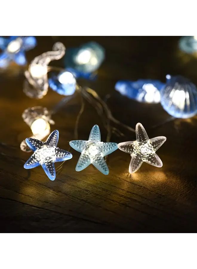 20LED Warm Light Ocean Beach Fairy String Lights Starfish Seashells Turtle Seahorses - Image 5