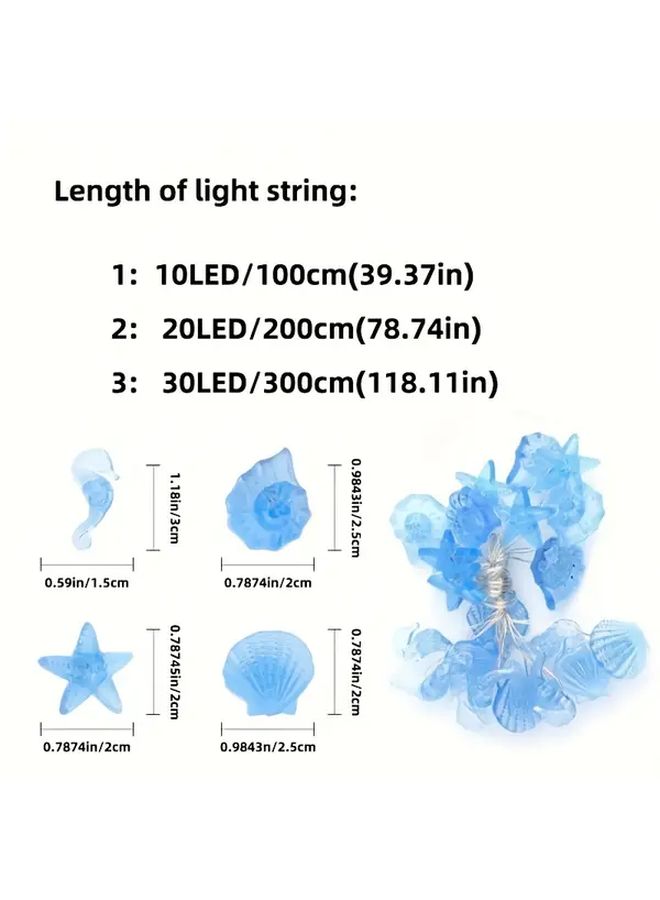20LED Warm Light Ocean Beach Fairy String Lights Starfish Seashells Turtle Seahorses - Image 3