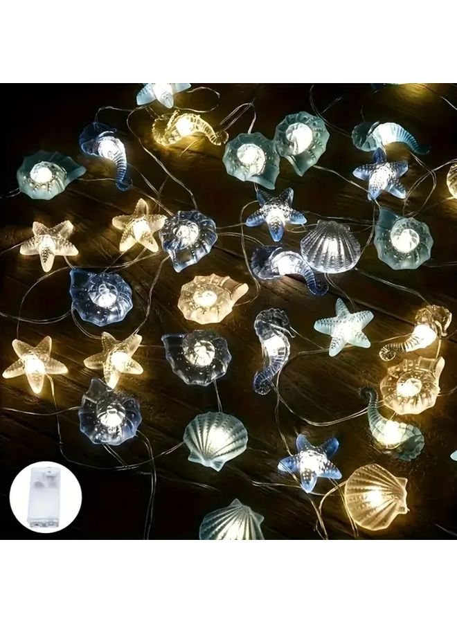 20LED Warm Light Ocean Beach Fairy String Lights Starfish Seashells Turtle Seahorses - Image 4